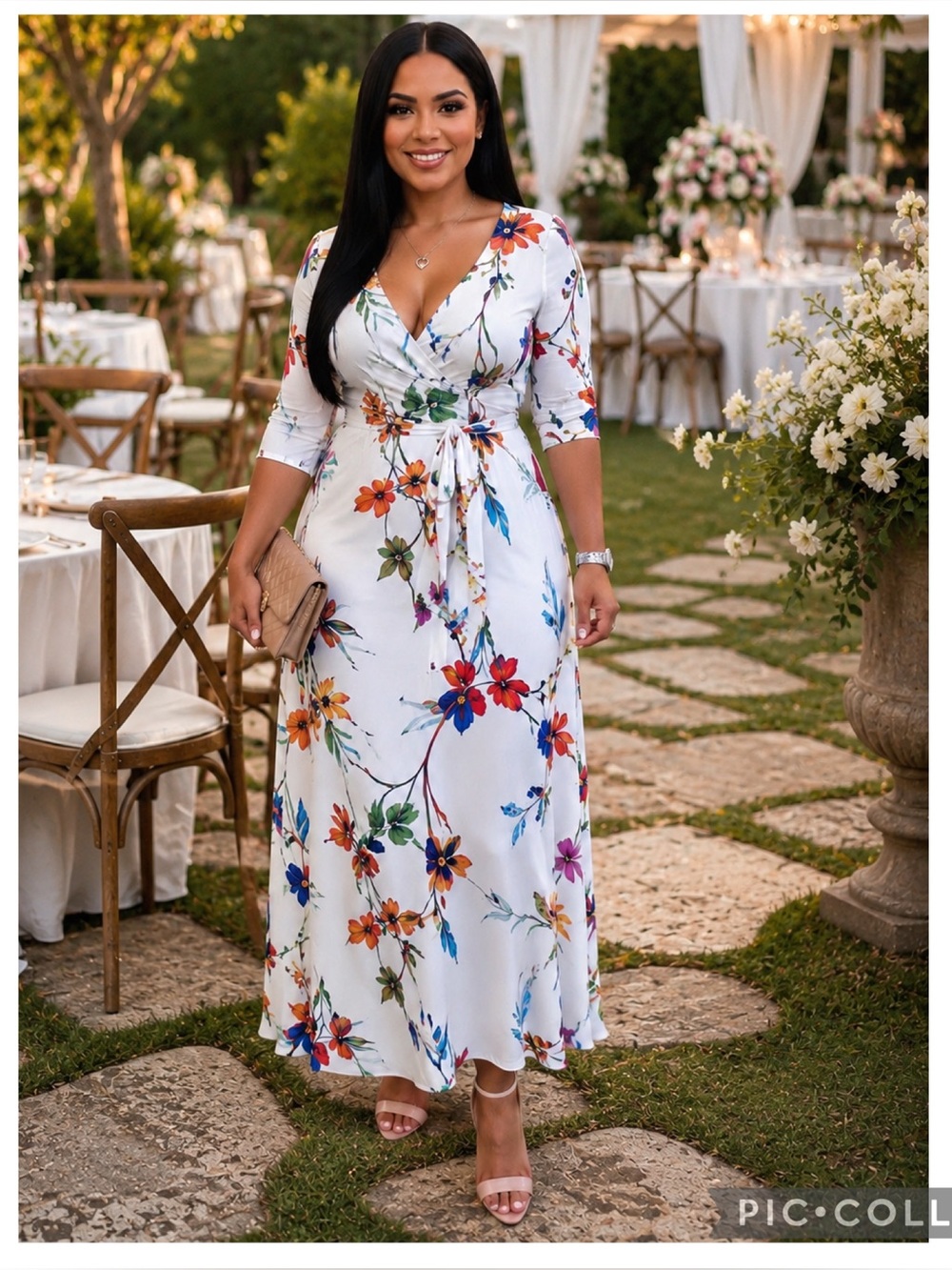 NWOT White Floral Wrap Maxi Dress Wedding Guest Boho Plus 2X